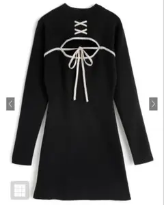 GRL フロントオープン配色リボンワンピー［ru1355］ブラック