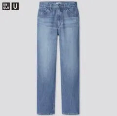 【UNIQLO U】レギュラーフィットストレートハイライズジーンズ ブルー 25
