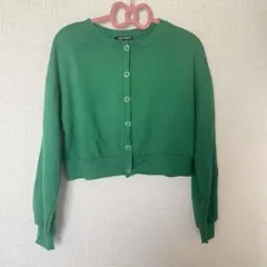 spray スプレイ 緑 グリーン クロップド丈ボタンカーディガン プルオーバー