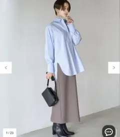 UNFILO ダブルクロスIラインスカート　モカ