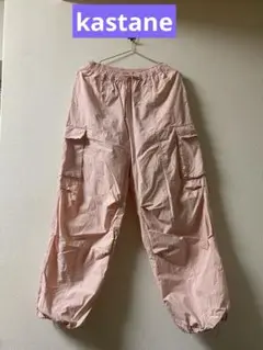 kastane ピンク カーゴパンツ ドローストリング付き
