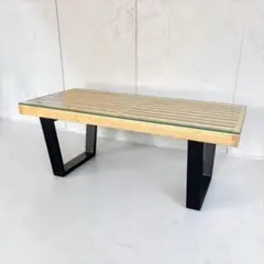 送料込み！ジョージネルソンベンチ122cm 専用ガラス天板付き リ 