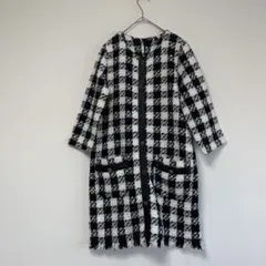 【ZARA ザラ】ワンピース風　ジャケットツイード　黒　白