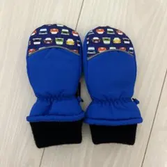 子供用青い車柄ミトン　手袋　冬　雪遊び