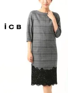 新品タグ付き　ＩＣＢ　チェック　レース　ワンピース　4