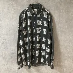 ZARA モノトーンアート柄シャツ　長袖　コットン　ゆったり　Lサイズ