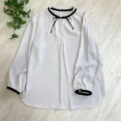 【洗える】23区 バックサテンアムンゼン リボン付き スキッパー ブラウス 44