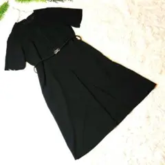 ヴィンテージ♡ワンピース【L相当】礼服♡フォーマル♡プリーツ♡レース飾♡ベルト飾