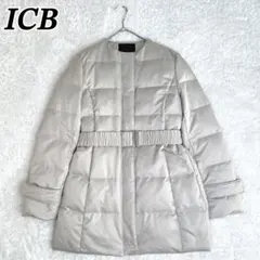 人気✨icb ダウン コート ノーカラー キルティング ベルト L Aラインのサムネイル