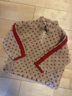 【ミニマル】フリースジャケット 100cm ベージュ/赤　ハーM