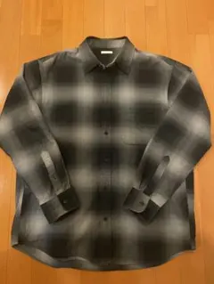 フランネルチェックシャツ ブラック×グレー GU