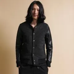 NOID ノーアイディー スタジャン ウール レザー袖 CAMBIO 革ジャン