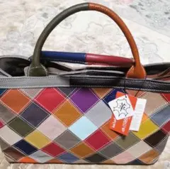 ITABELY kalafull　ダブルジップトートバッグ　パッチワーク