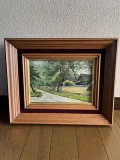 風景油彩画 木製ブラウンフレーム