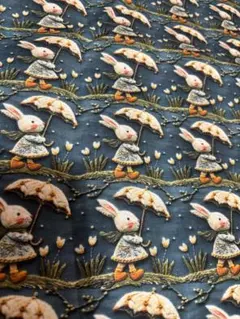 ‪ஐ‬⋆*刺繍 うさぎ 傘 3Dプリント 生地ダブル幅約45×145