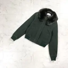 SNIDEL ラビットファー付ブルゾン ショート丈 カーキ サイズ0*KD116
