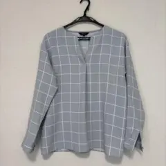 グレー チェック柄 長袖 シャツのサムネイル
