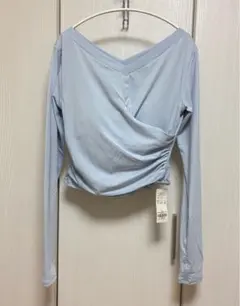 SUKALAカップ付きギャザークロスロングスリーブトップス