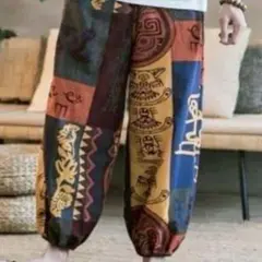 ユニセックス ボリュームパンツ エスニック アラジンパンツ フリーサイズ