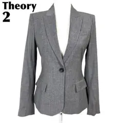 【美品】 Theory テーラードジャケット ワンボタン 2 グレー チェック