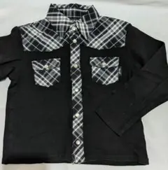 COMME CA ISM 長袖シャツ 黒と白のチェック柄