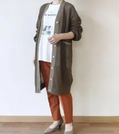 ROSIEE ロングメッシュカーディガン　ブラウン　フリーのサムネイル