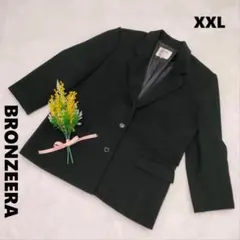 【大きいサイズ】ブロンゼーラ♪カシミヤ100％ テーラードジャケット 黒 XXL
