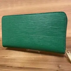 エピレザー 長財布 緑 グリーン ラウンドファスナー メンズ レディース 本革