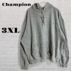 古着 Champion グレー プルオーバー パーカー 3XL ゆったりサイズ