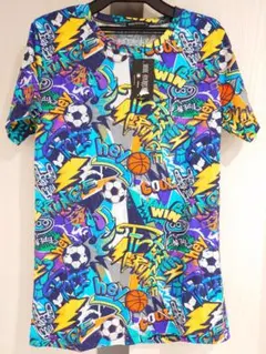 【イタリア製・新品未使用タグ付】グラフィティ柄 スポーツモチーフTシャツサッカー