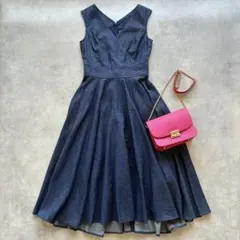 美品 グレースコンチネンタル デニム カシュクール ワンピース フレア Aライン