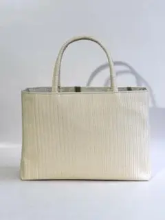 B品 新品未使用 アイボリー ストライプ トートバッグNo120