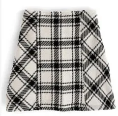 バックリボンツイードチェックスカート M [gm699]