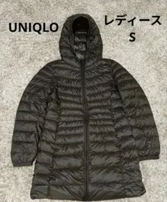 美品 ユニクロ ウルトラライトダウンコート レディース S カーキ系