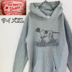 Champion 犬イラスト XL グレー パーカー