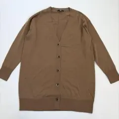 UNIQLO エクストラファインメリノVネックロングカーディガン ブラウン