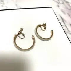 ゴールド フープイヤリング ファー付き　ポイント消化