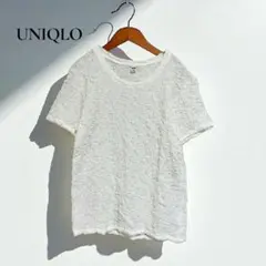 美品✨ユニクロ【M】Tシャツ 半袖 シワ加工 凹凸生地 H3381