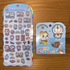 【正規品】ドラえもん　コットンパフィシール　おはじきシール　2点セット