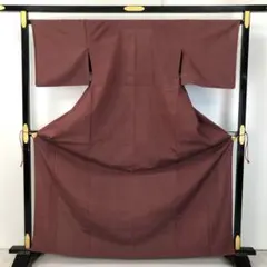 単衣 塩沢紬 証紙付 小豆茶色 トールサイズ KK-2214