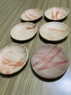 A1342-3/備前焼/閑谷窯/目澤孝 作/備前葉形皿5客/共箱/銘々皿/飾皿/ A1342-3/備前焼/閑谷窯/目澤孝 作/備前葉形皿5客/共