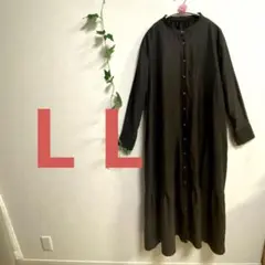 黒ビッグサイズLブラック授乳服マタニティロングワンピース大きめ前開きモード