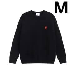 AMI PARIS ブラック ニットセーター 赤いハート刺繍 Mサイズ u2