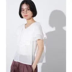 ★タグカット新品未使用★定価9,999円メッシュフリルブラウスのサムネイル