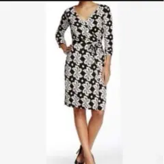 美品　ダイアンフォンファステンバーグ　ラップワンピース　リーフ柄　シルク　XL