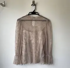 スナイデル　ベージュ レース 長袖ブラウス