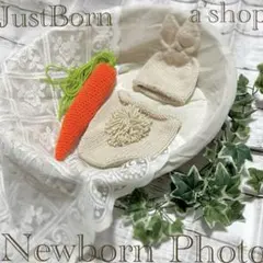 ニューボーンフォト 小物セット かご うさぎ にんじん レース 衣装