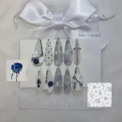 現品ネイルチップ シズニルック y2k 韓国 ドット クロム リボン 花柄