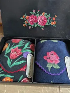 花柄タオル生地ハンカチ2枚セット PourToujours