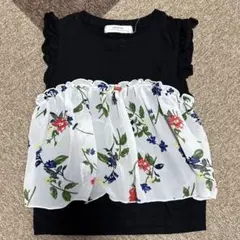 キッズ 120cm☆花柄フリル付きTシャツ